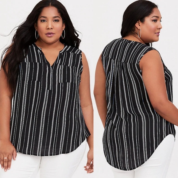 SALE Torrid Harper Stripe Georgette Pullover Tank - Picture 4 of 7